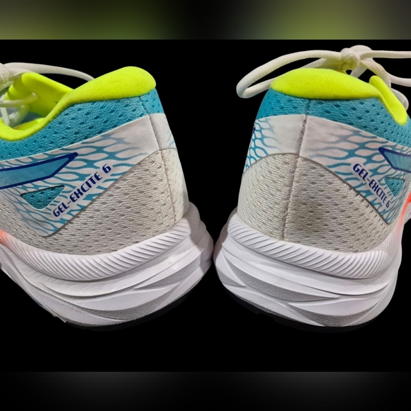 ASICS Gel-Excite 6 White and Blue Sneakers with Orange And Yellow Highlights - Picture 7 of 10